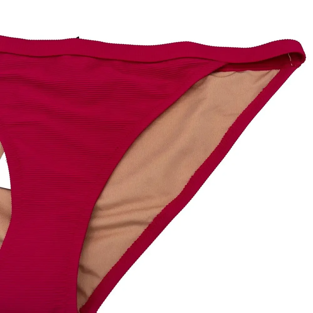 NWT J. Crew Fuchsia Pink Ribbed Hipster Bikini Swim Bathing Suit Bottom Large